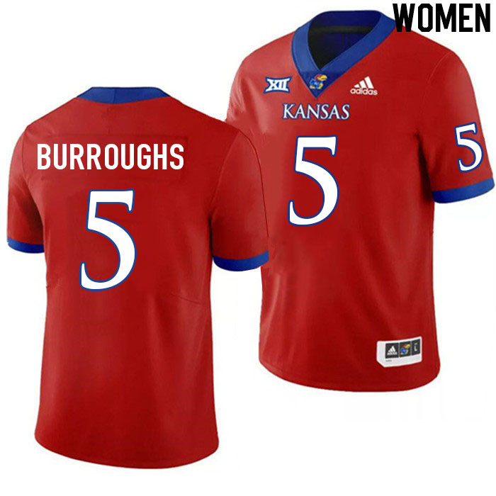 Women #5 O.J. Burroughs Kansas Jayhawks College Football Jerseys Stitched Sale-Red
